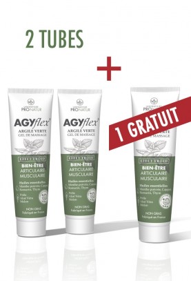 2 + 1 OFFERT AGYFLEX® ARGILE VERTE - GEL DE MASSAGE POUR MUSCLES ET ARTICULATIONS