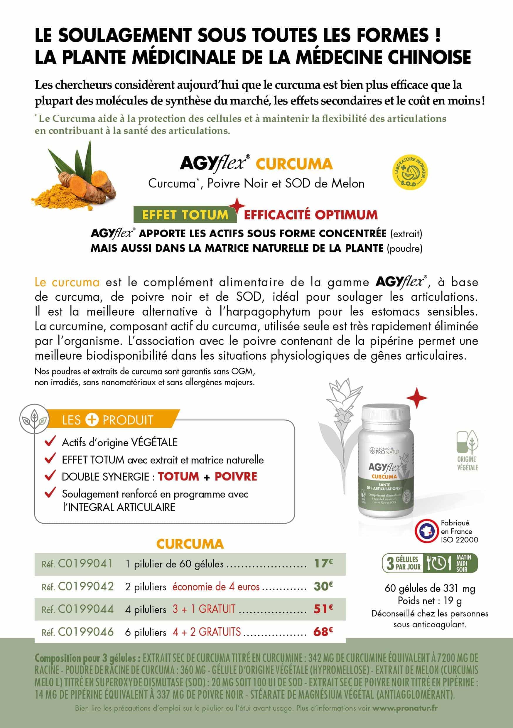 Curcuma Gélule ou Poudre -  - Bonne Santé des  Articulations - Dosage 330 mg